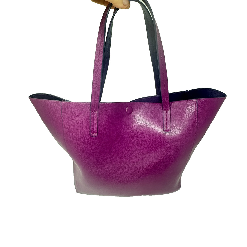 Purple Violet Faux Leather Tote Travel Bag 23x14x8